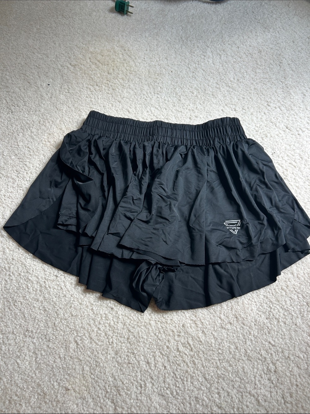 Black Athletic Skort with Built-In Shorts and Elastic Waistband